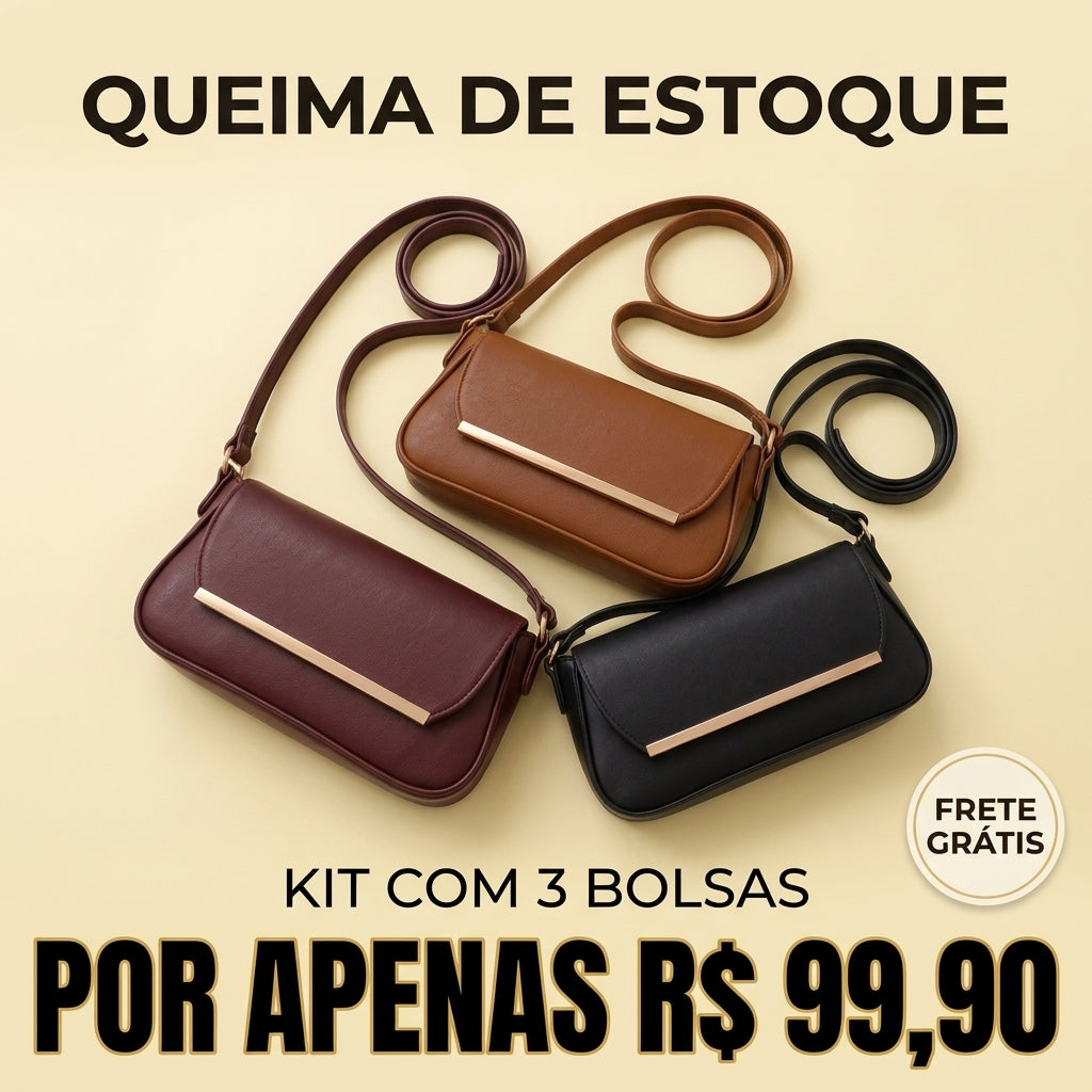 Kit 3 Bolsas Baguete Clássica + Frete Grátis